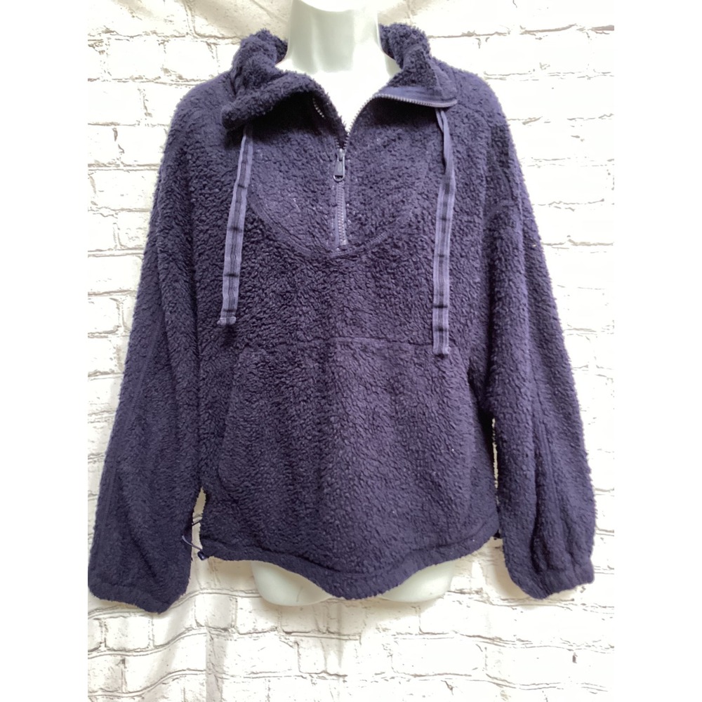 FP Movement Hit The Slopes Fleece Pullover Purple Quarter Zip Sherpa Jacket S - Picture 3 of 6